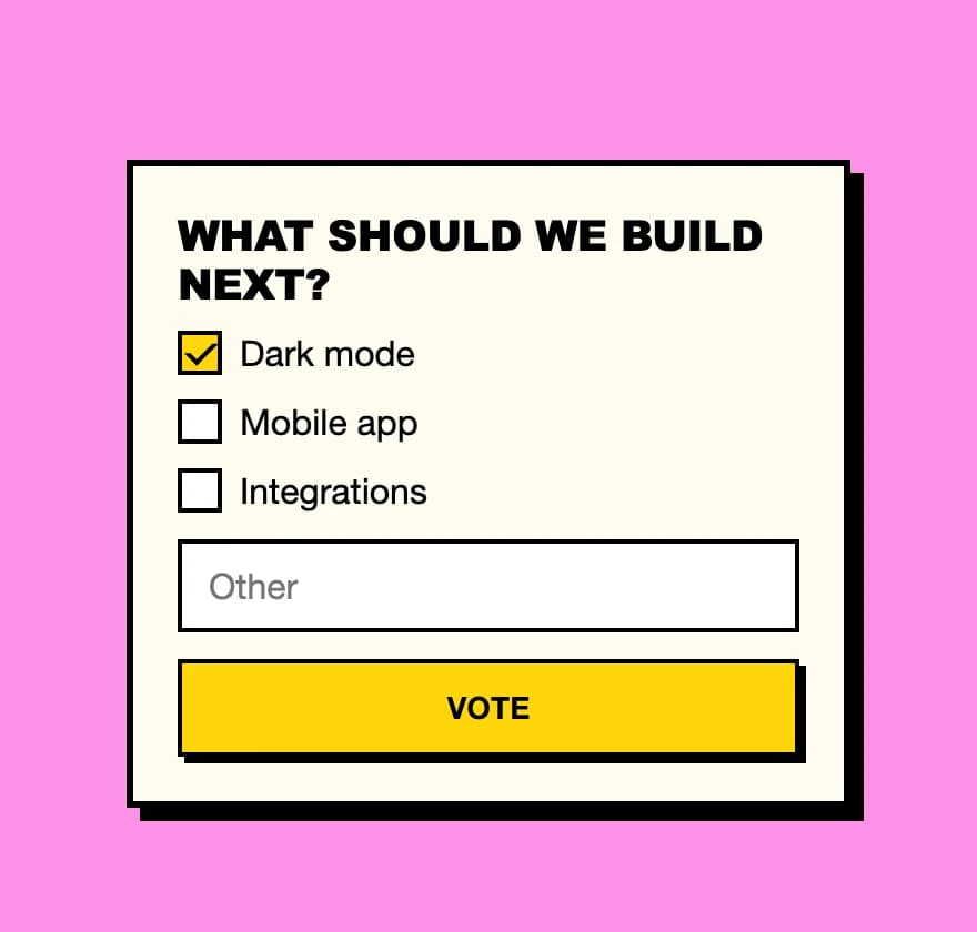 Survey widget in the Brutal style