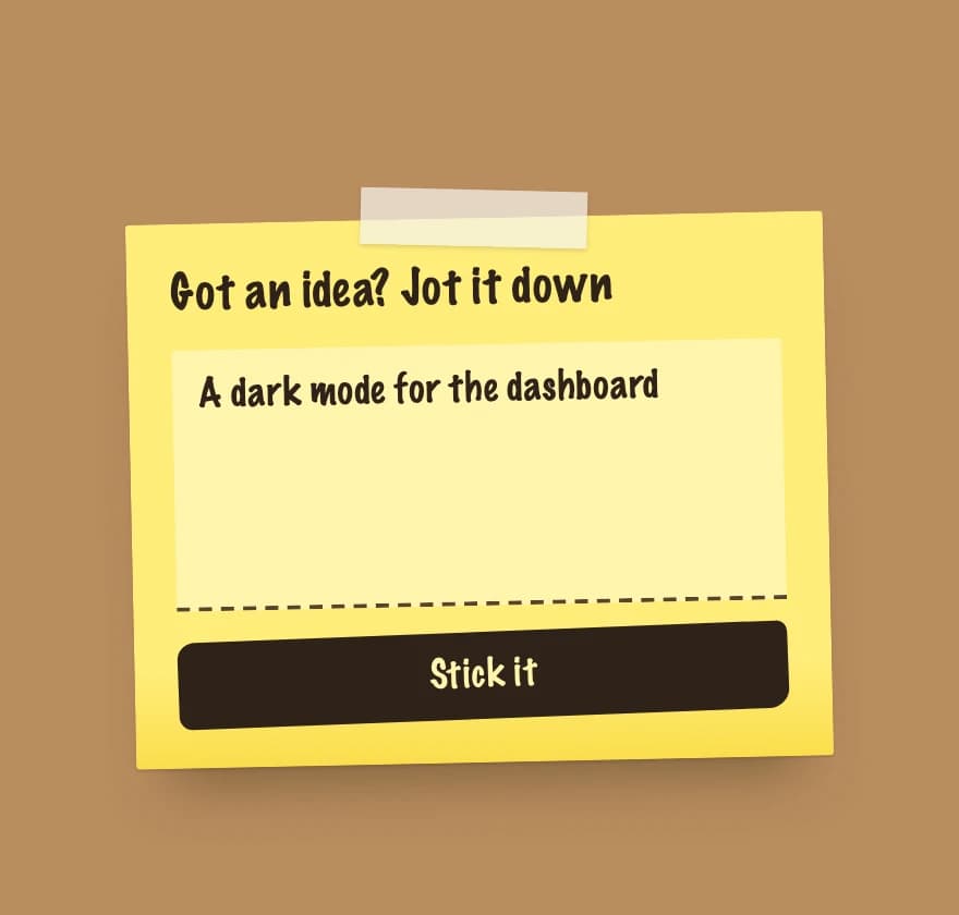 Survey widget in the Sticky note style