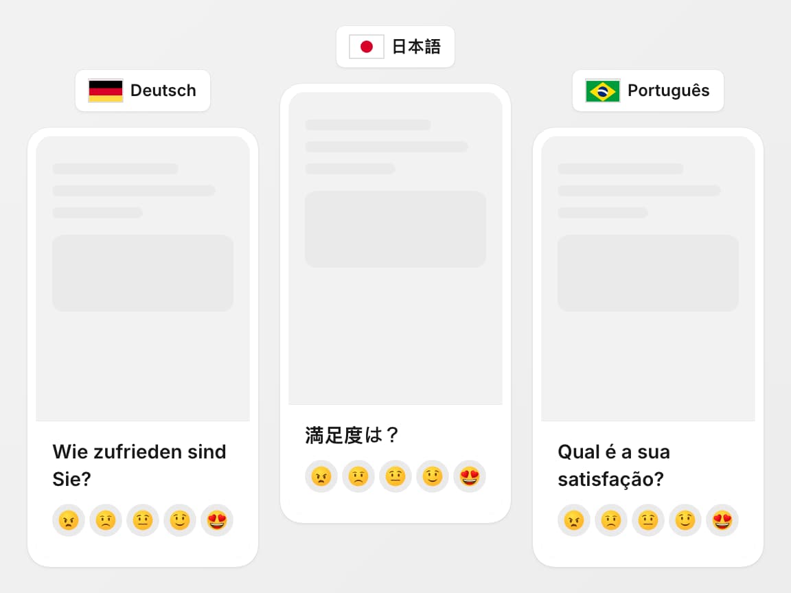 People in different countries each seeing the same survey in their own language