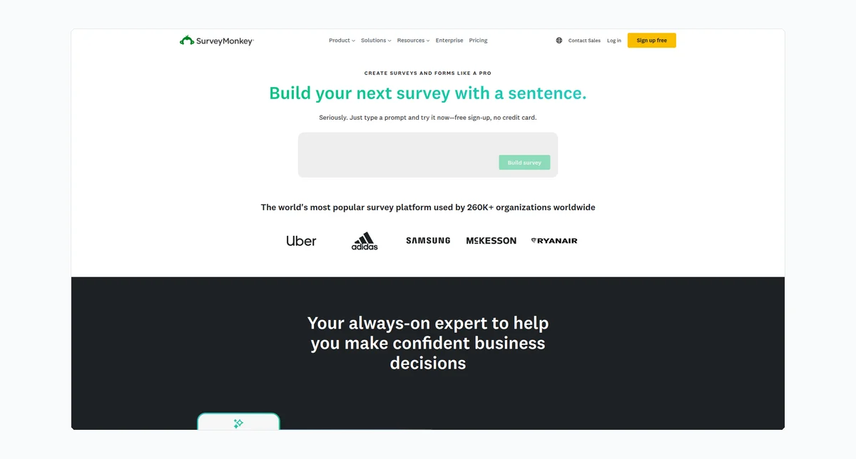 SurveyMonkey Screenshot