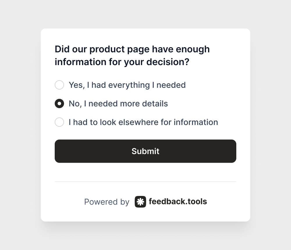 Did our product page have enough information for your decision?