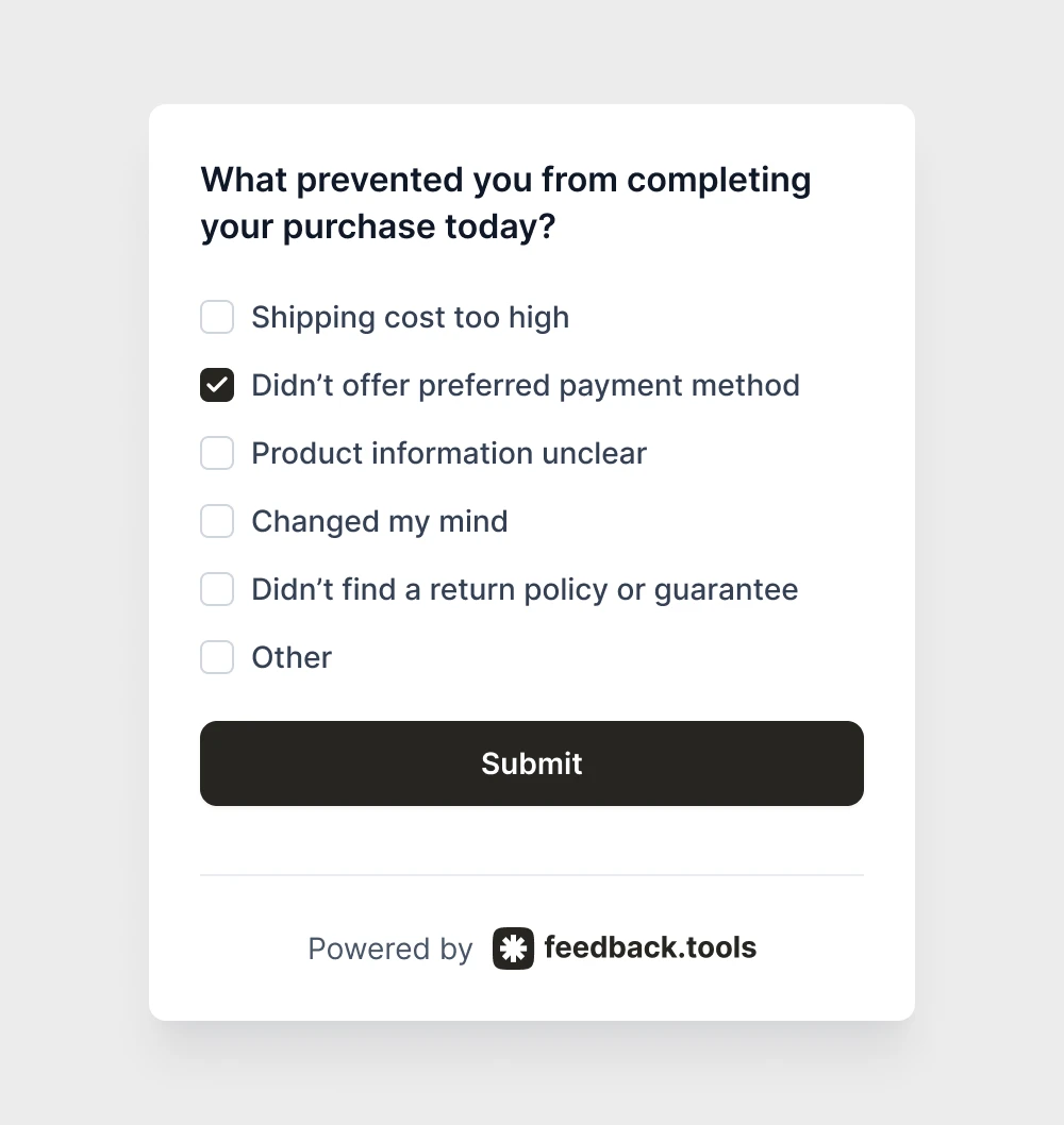 What prevented you from completing your purchase today?